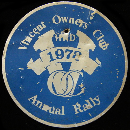 Vincent Owners Club Machine/Car badge