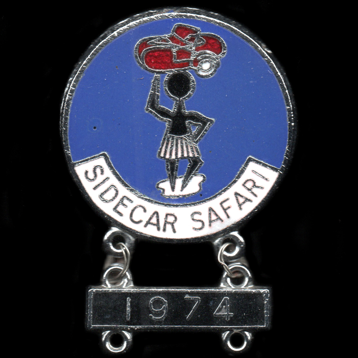 Sidecar Safari Rally lapel badge