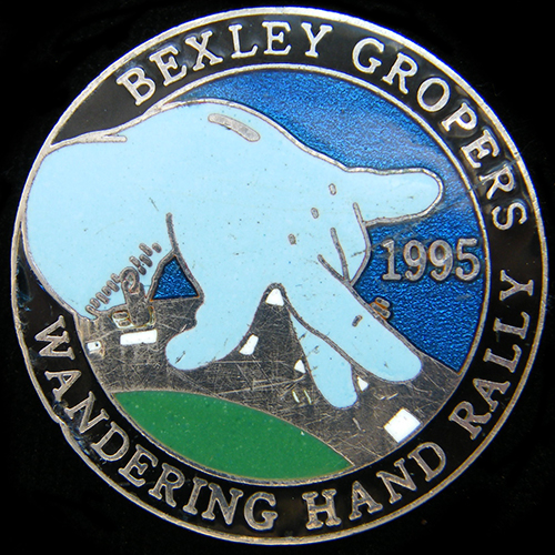 Bexley Gropers Wandering Hand Rally pin badge