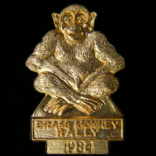 Brass Monkey Rally pin badge