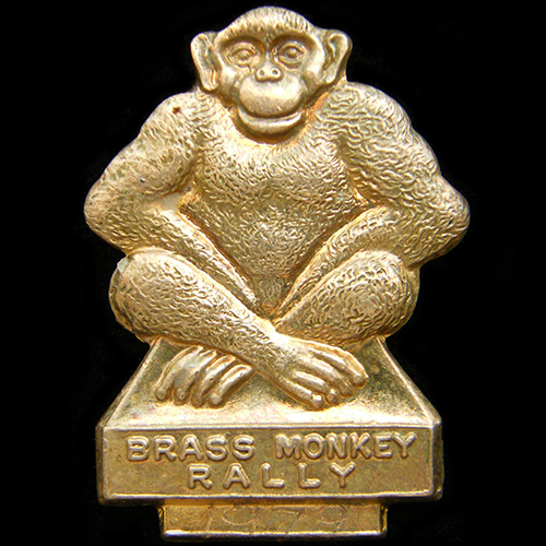 Brass Monkey Rally pin badge