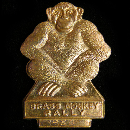 Brass Monkey Rally pin badge