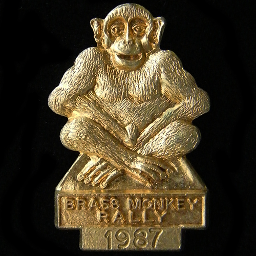 Brass Monkey Rally pin badge