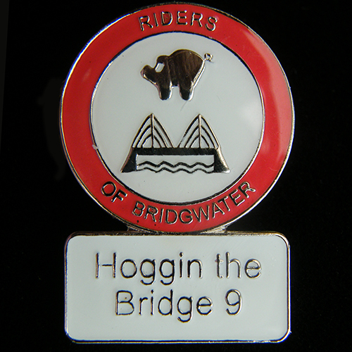 Hoggin the Bridge Rally pin badge