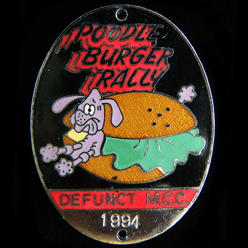Poodle Burger Rally pin badge
