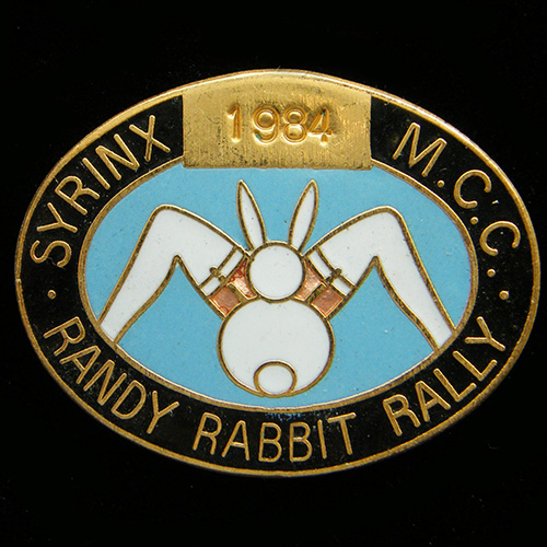Randy Rabbit Rally pin badge