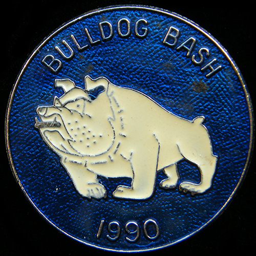 Bulldog Bash 1990 pin badge