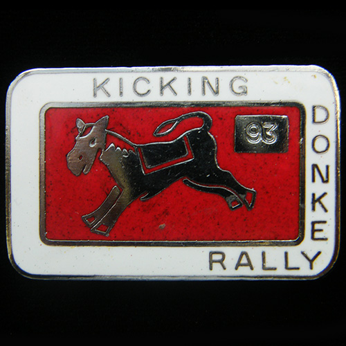 Kicking Donkey Rally pin badge