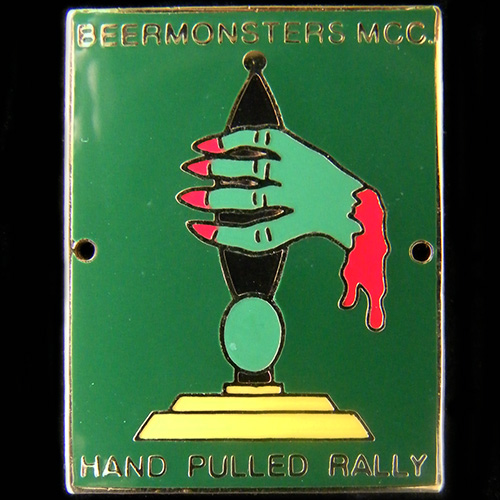 Hand Pulled Rally pin badge