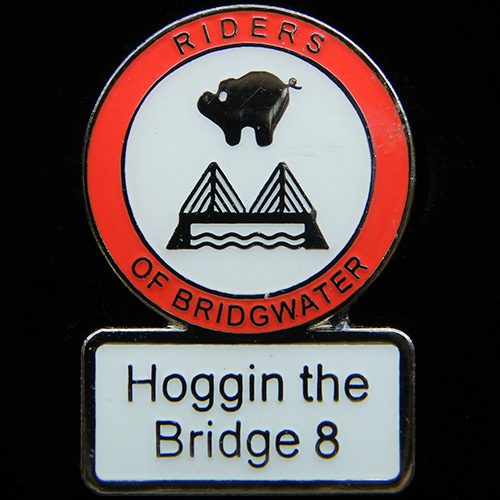 Hoggin the Bridge Rally pin badge