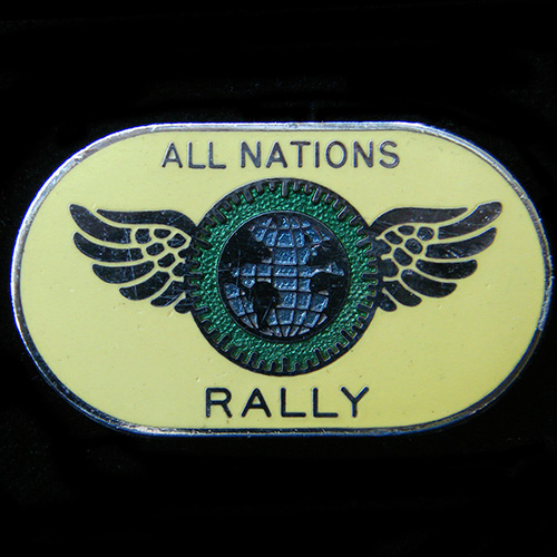 All Nations Rally pin badge