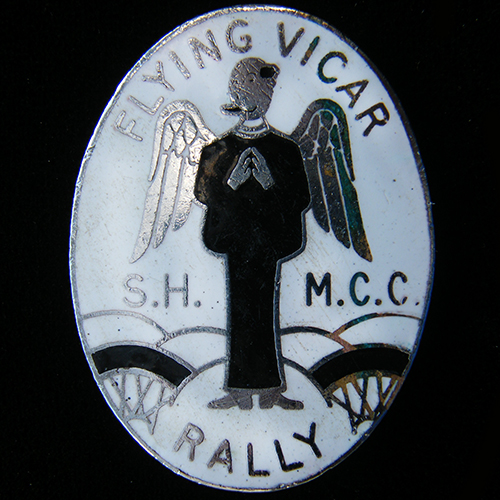 Flying Vicar Rally pin badge