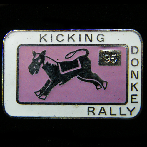 Kicking Donkey Rally pin badge