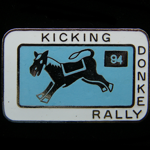Kicking Donkey Rally pin badge