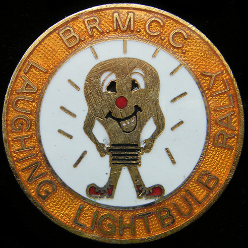 Laughing Light Bulb Rally pin badge