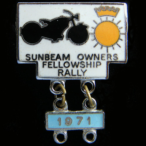 Sunbeam Owners Fellowship Rally pin badge