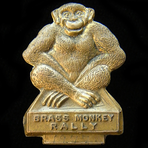 Brass Monkey Rally pin badge