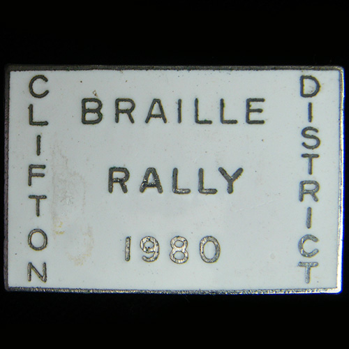 Braille Rally pin badge