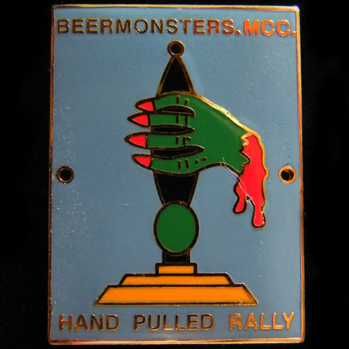 Hand Pulled Rally pin badge