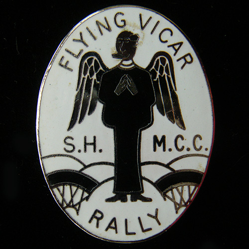 Flying Vicar Rally pin badge