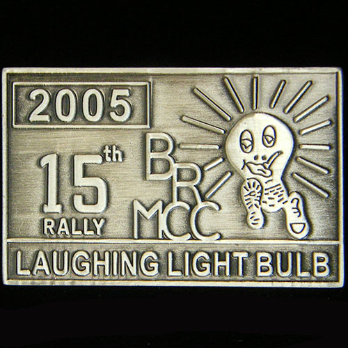 Laughing Light Bulb Rally pin badge