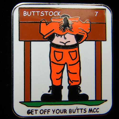 Buttstock Rally pin badge