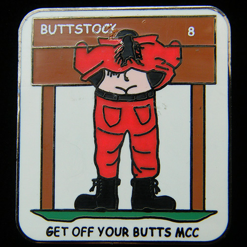 Buttstock Rally pin badge