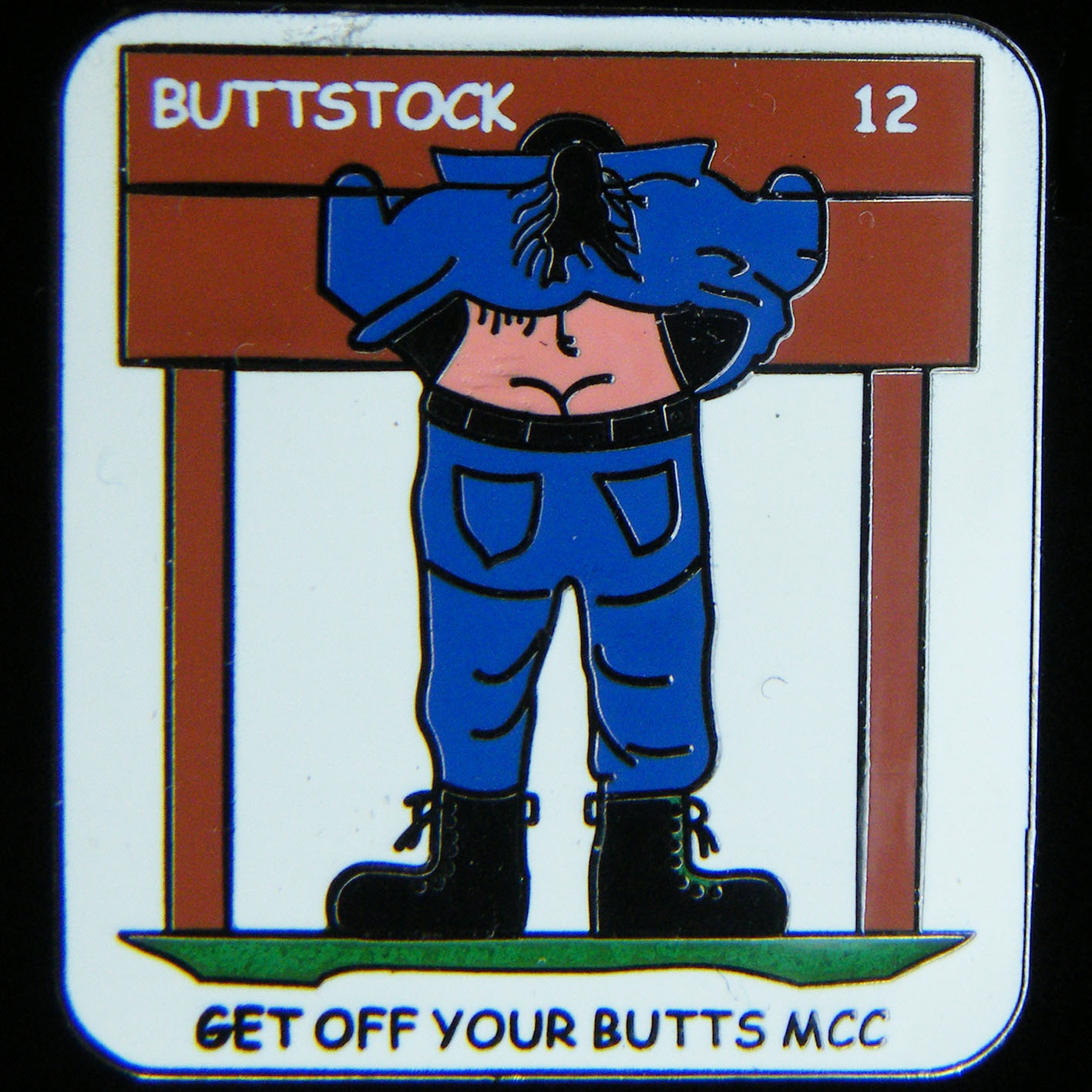 Buttstock Rally pin badge