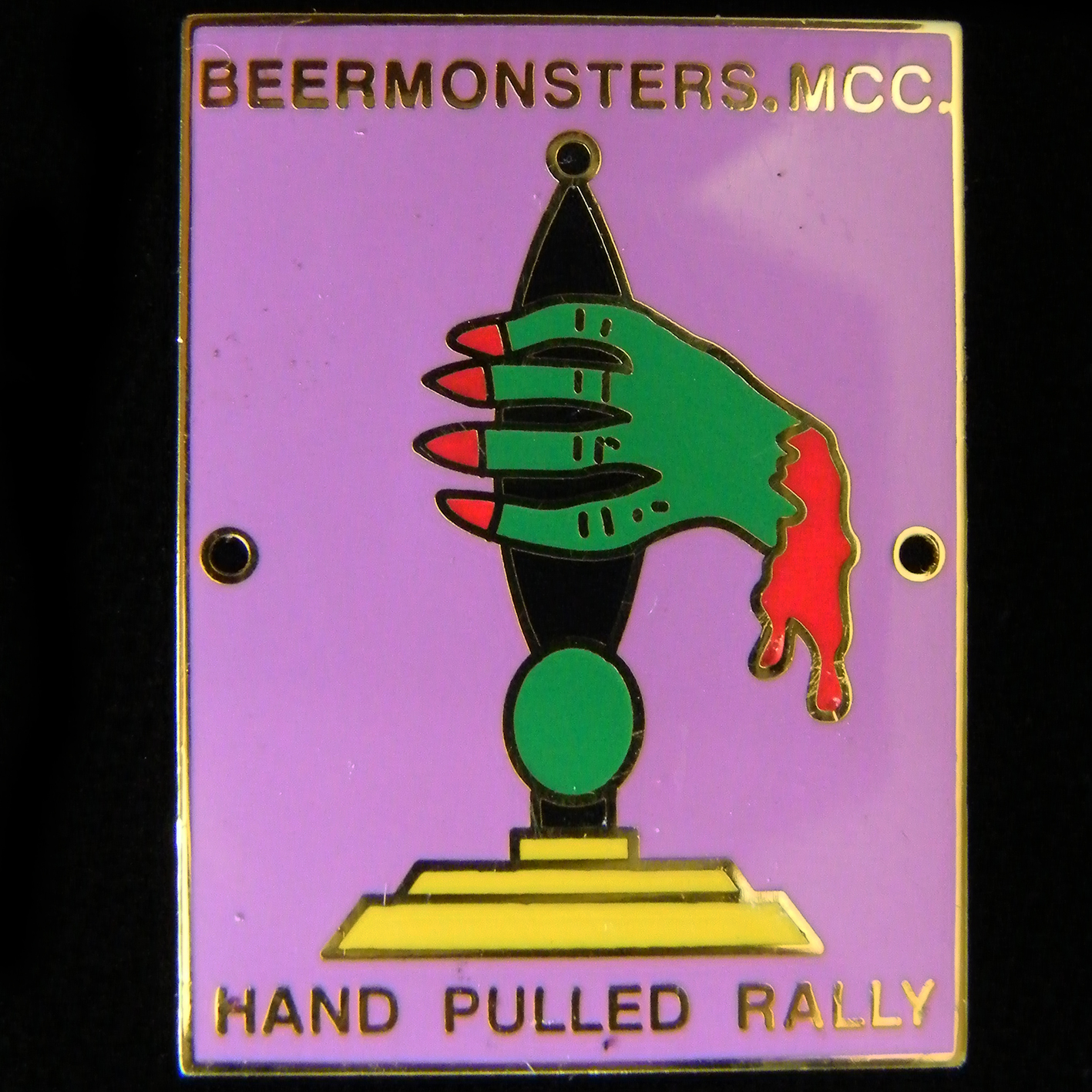 Hand Pulled Rally pin badge