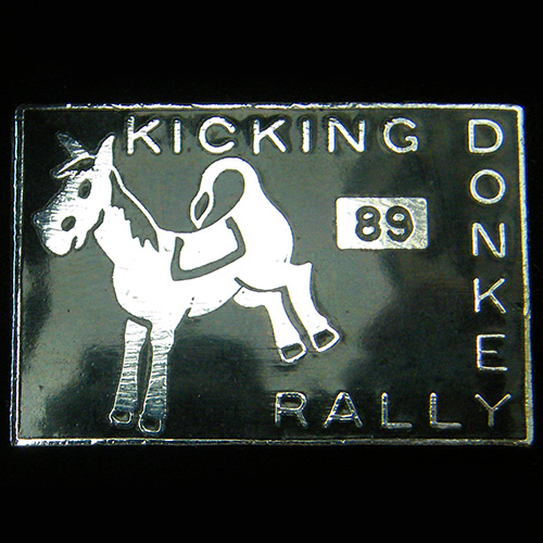 Kicking Donkey Rally pin badge
