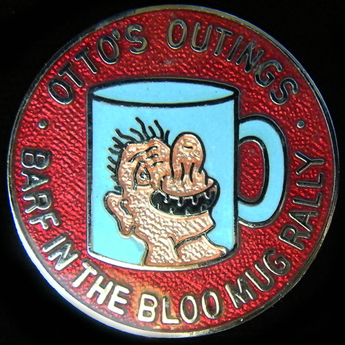 Barf in the Bloo Mug Rally pin badge