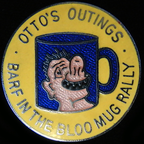 Barf in the Bloo Mug Rally pin badge