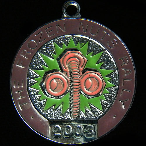 Frozen Nuts Rally pin badge