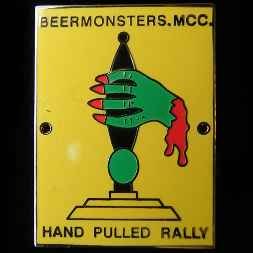 Hand Pulled Rally pin badge