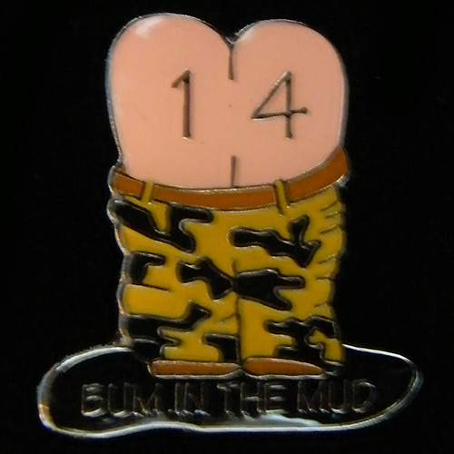 Bum in the Mud Rally pin badge