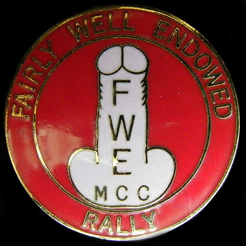 Fairly Well Endowed Rally pin badge