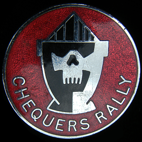 Chequers Rally pin badge