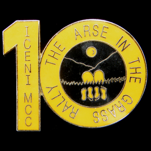Arse in the Grass Rally pin badge