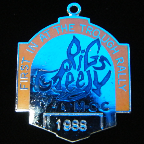 First in at the Trough Rally pin badge