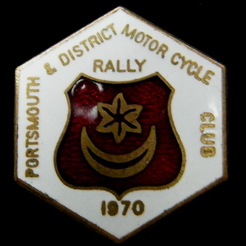 Portsmouth & District Motor Cycle Club Rally pin badge