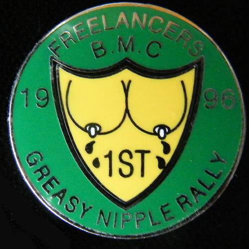 Greasy Nipple Rally pin badge
