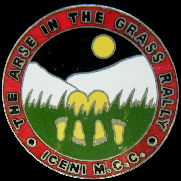 The Arse in the Grass Rally Lapel Badge