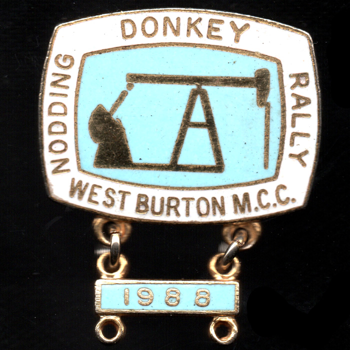 Nodding Donkey Rally pin badge