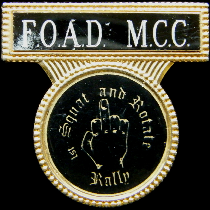 Squat and Rotate Rally pin badge