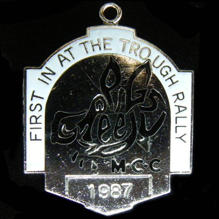 First in at the Trough Rally pin badge