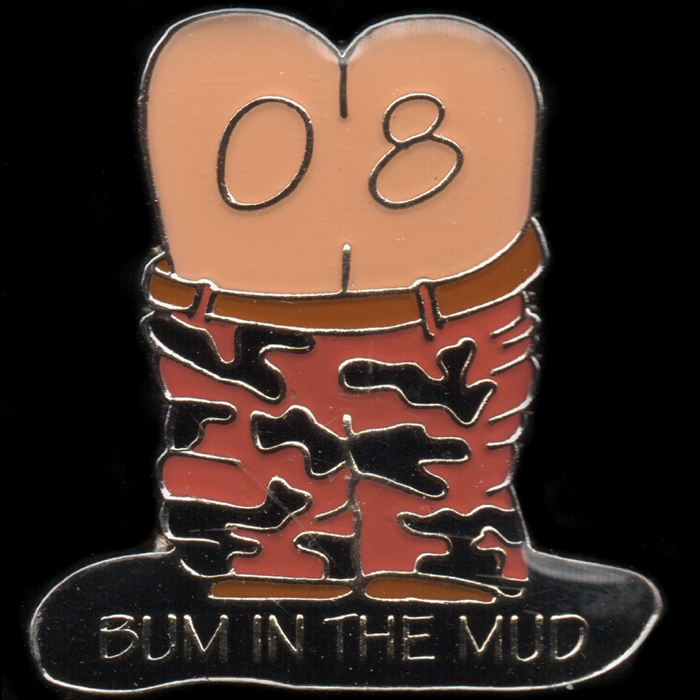 Bum in the Mud Rally pin badge