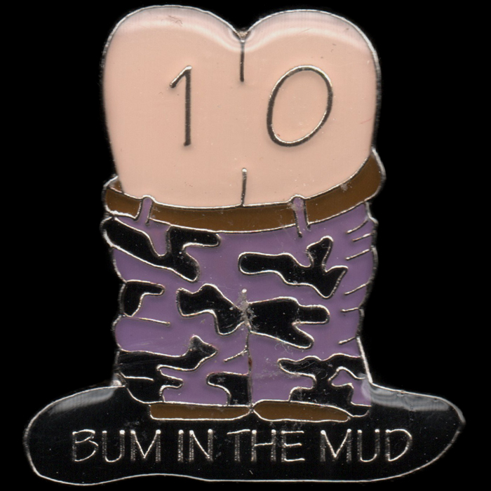 Bum in the Mud Rally pin badge