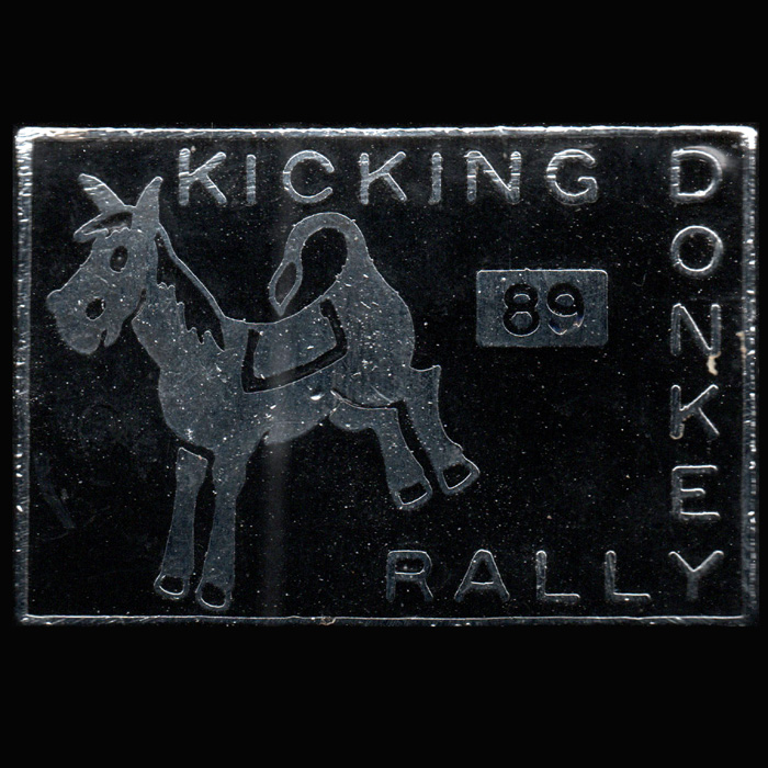 Kicking Donkey Rally pin badge