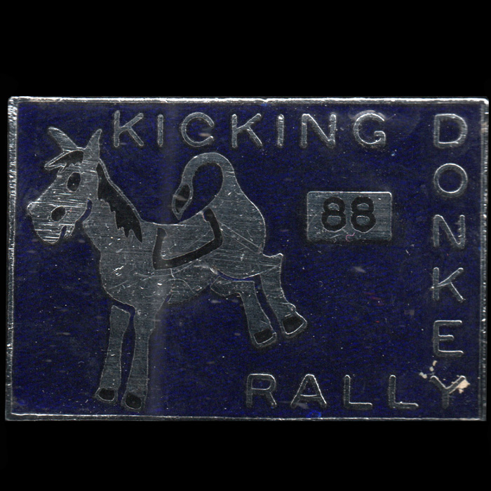 Kicking Donkey Rally pin badge