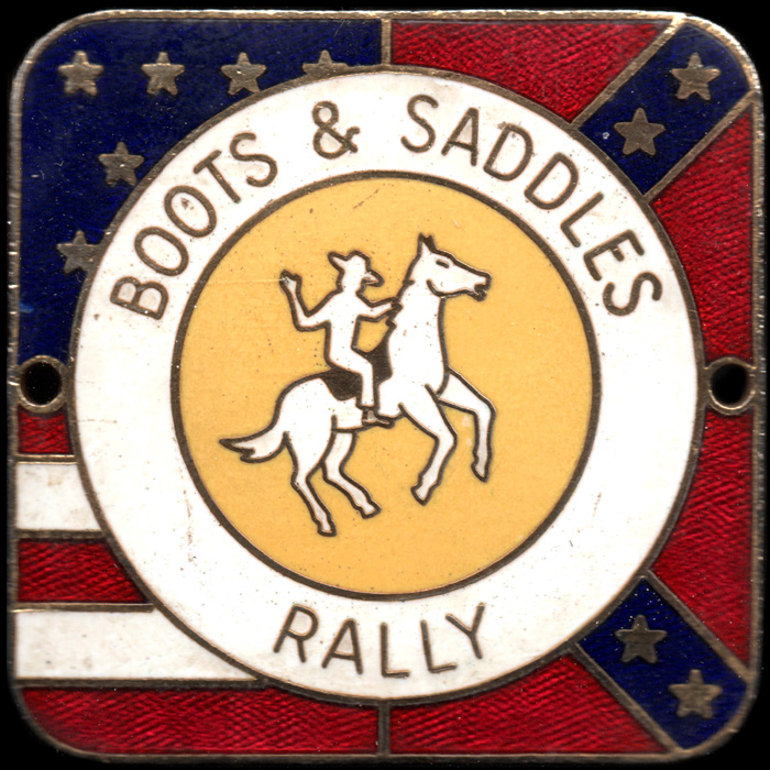 Boots & Saddles Rally pin badge